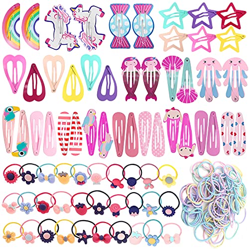 172pcs Accesoris de Pelo para Niña, 42pcs Clips Pelo Bebe Niña y 130pcs Gomas Pelo Niña, Pinzas de Pelo Horquillas para Niña Bebe Infantiles (B)