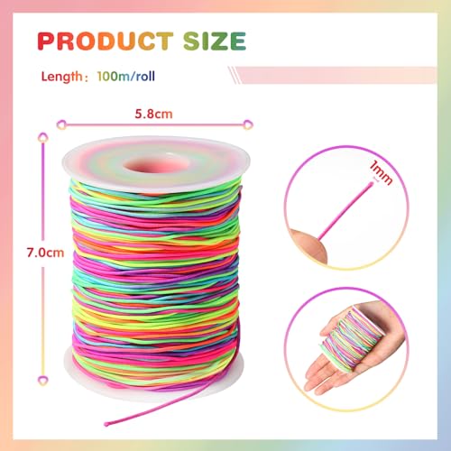 1mm x 100m Hilo Elastico para Pulseras, Cuerda Elástica Colorido, Hilo Pulseras Elastico para Pulseras, Collar, Fabricación De Joyas, DIY Manualidades