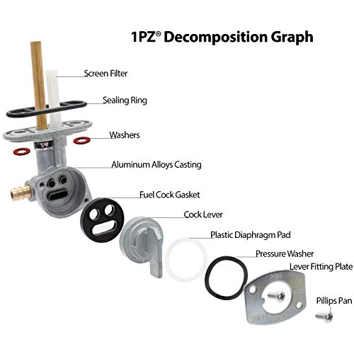 1PZ G01-PK1 Grifo de Gasolina para Moto, Llave de Gasolina para Motocicleta Yamaha XT TZR YFM350 YFM600 Raptor 660 Grizzly Hyosung Kawasaki Bayou 300 Suzuki Quad ATV