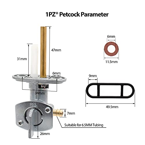 1PZ G01-PK1 Grifo de Gasolina para Moto, Llave de Gasolina para Motocicleta Yamaha XT TZR YFM350 YFM600 Raptor 660 Grizzly Hyosung Kawasaki Bayou 300 Suzuki Quad ATV