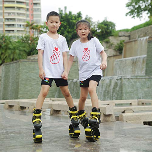 2 En 1 Botas De Salto Y Patines En Línea para Niños Adultos,Zapatos De Rebote para Niños Y Palas De Rodillo Cambiar A Voluntad Zapatos De Salto para Ejercicio En Interiores Y Exteriores,Red-S（29~32）