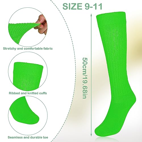 2 Pares Calcetines Holgados para Mujer Calcetines Hasta la Rodilla de Punto Neón Calcetines Holgados Extra Largos Calcetines Térmicos para Fiesta de los 80 Baile Deporte Ropa Informal（Verde Amarillo）