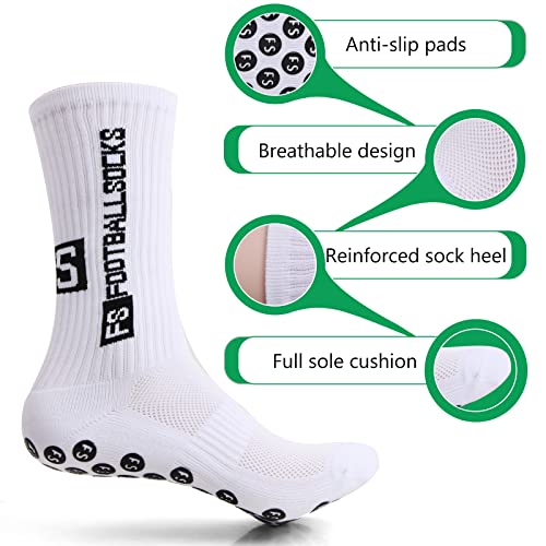 2 Pares de Calcetines de Fútbol Antideslizantes, Calcetines Deportivos Transpirables, Calcetines Deportivos Antideslizantes para Fútbol, Baloncesto, Correr (Negro/Blanco, Unisex)