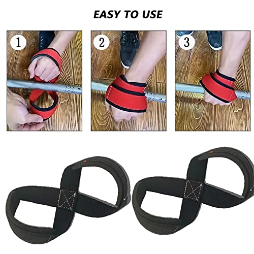 2 Pcs Correas para Peso Muerto, Correas en 8 Gym, Straps 8 Gym para Levantamiento, Levantamiento de Pesas Correas, Correas de Agarre, para Hombre y Mujer, para Entrenamiento de Fuerza, Gimnasio