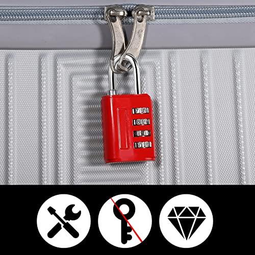 2 Piezas Candado Combinacion 4 Digitos, Candado Taquilla Gimnasio de Código de Aleación de Zinc Interior Exterior para Mochila Equipaje de Viaje Cajón (Rojo, Negro)