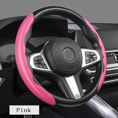 2 Piezas Coche Fundas Volante para Seat Arona/Altea/Ateca/Arona/Arosa/Cordoba, Fibra de Carbón Transpirable Durable Accesorio para Volante Protección Segmentada del Volante,D