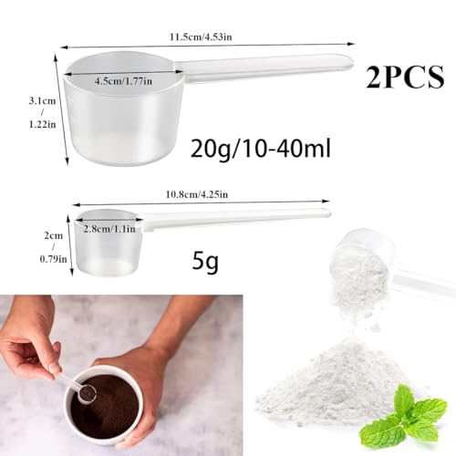 2 Piezas Cuchara Dosificadora, 2 Piezas Cuchara Medidora Gramos, Cucharas Medidoras Transparente, Scoop Proteina, Cuchara Medidora Gramos De Plastico, Para Cocina Condimento Aceite Café