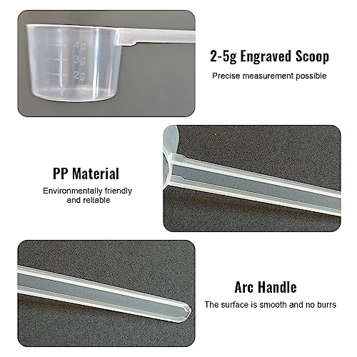 2 Piezas Cuchara Medidora de Plastico Transparente, Medidor de 5 Gramos Dosificadora, Mini Protein Scooper Polvo, para Cocina Condimento Aceite Café