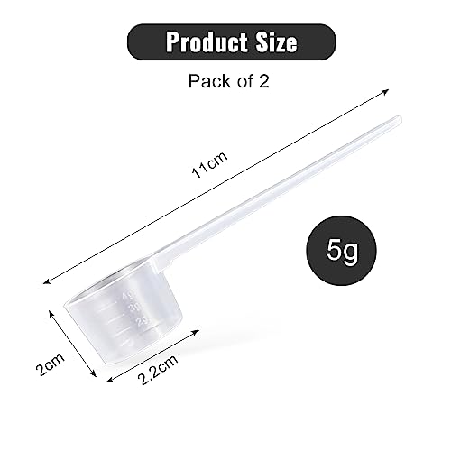 2 Piezas Cuchara Medidora de Plastico Transparente, Medidor de 5 Gramos Dosificadora, Mini Protein Scooper Polvo, para Cocina Condimento Aceite Café