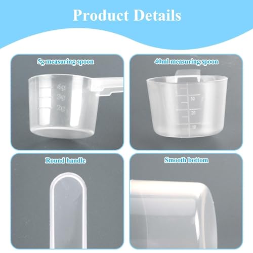 2 Piezas Cuchara Medidora Gramos, punwey Gramos de Plastico Cucharas Medidoras, Transparentes de Proteínas Polvo Café Medidor 5 g, 20 g Taza Medidora Medidor para Medir Proteína en Polvo y Cocinar