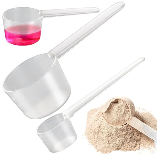 2 Piezas Cuchara Medidora Gramos, punwey Gramos de Plastico Cucharas Medidoras, Transparentes de Proteínas Polvo Café Medidor 5 g, 20 g Taza Medidora Medidor para Medir Proteína en Polvo y Cocinar