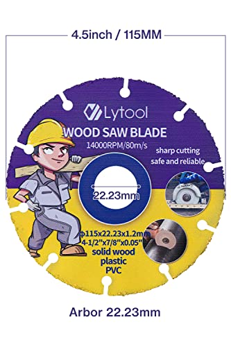 2 Piezas Disco de Corte para Madera, Lytool 115mm Disco de corte Expert Carbide para Amoladora Angular, para Cortar Madera, Plástico, PVC, Pladur, clavos