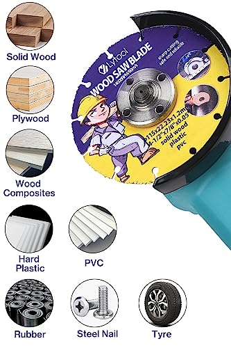 2 Piezas Disco de Corte para Madera, Lytool 115mm Disco de corte Expert Carbide para Amoladora Angular, para Cortar Madera, Plástico, PVC, Pladur, clavos