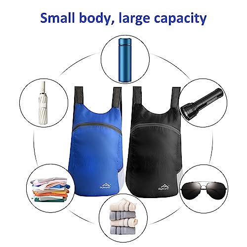 2 Piezas Mochila Ultra Ligera Mochila Plegable Impermeable Mochila de Senderismo Mochilas Empaquetables Bolsa de Viaje Mochila Casual para Viajar Acampar al Aire Libre, Ciclismo, Deportes, Excursiones