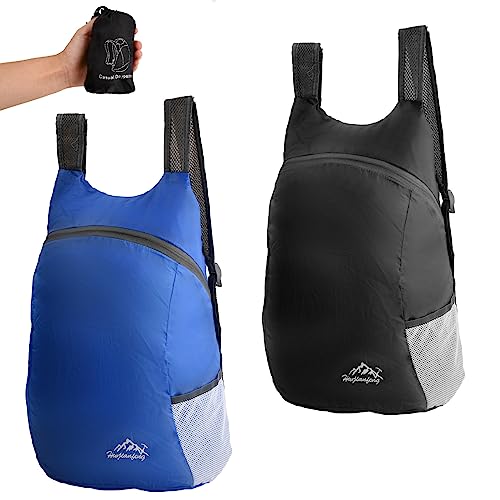 2 Piezas Mochila Ultra Ligera Mochila Plegable Impermeable Mochila de Senderismo Mochilas Empaquetables Bolsa de Viaje Mochila Casual para Viajar Acampar al Aire Libre, Ciclismo, Deportes, Excursiones