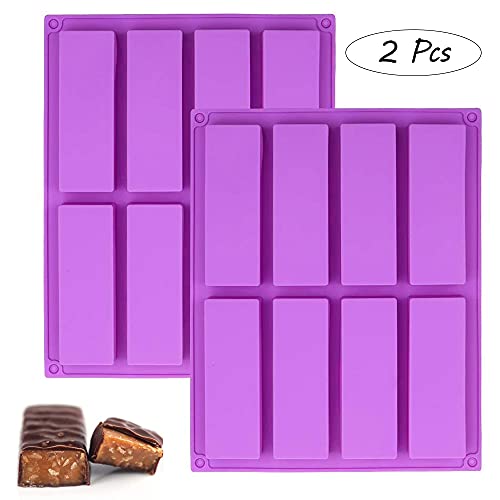 2 Piezas Molde Silicona Rectangular Chocolate,Molde Rectangular Galletas,8 Cavidades Silicona Moldes,Puede Hacer Muffins,Brownies,Pan De Maíz,Pasteles De Queso,Pudines,Pasteles,Jabones