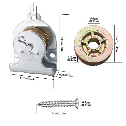 2 Piezas Polea Pared Simple con Rodamiento de Bolas Fija, Polea Techo, Polea Gimnasio, Simple de Polea Ganchos, Polea Giratoria con Tornillos para Máquinas de Poleas, Equipos de Fitness