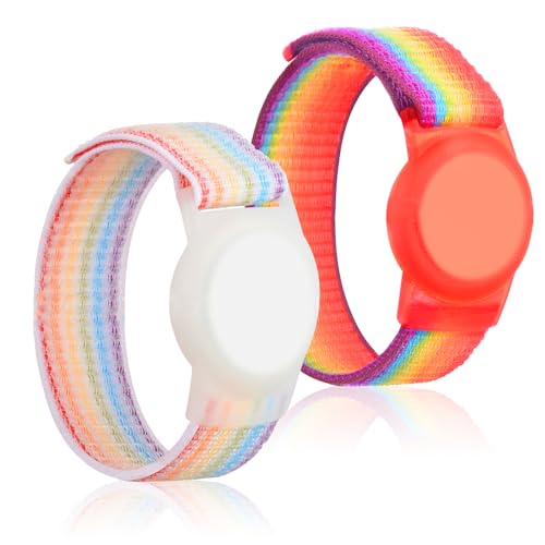 2 Piezas Pulseras GPS Niños Compatibles con Apple Airtag, Pulsera Niños Antipérdida Airtag de Nylon, Protección per Ancianos, Niños, Niñas, Adultos, Pulsera GPS Localizador de Seguridad Antirrozaduras