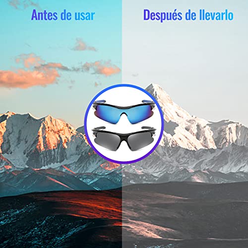 2 Piezas Sol Polarizadas Ciclismo, Gafas de Sol Deportivas para Hombre Mujer, Gafas de Sol Hombre Polarizadas UV400, Gafas de Ciclismo,Para Correr Conducir Pesca Golf