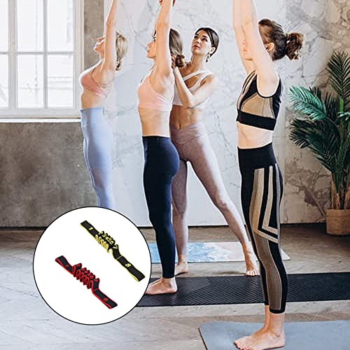 2 Piezas Yoga Banda Elástica, Bandas Elásticas de Resistencia, Bandas de Entrenamiento Gimnástico, Banda de Ejercicio Ajustable con Anillos Múltiples, para Fitness, Danza, Gimnasia (Rojo+Amarillo)