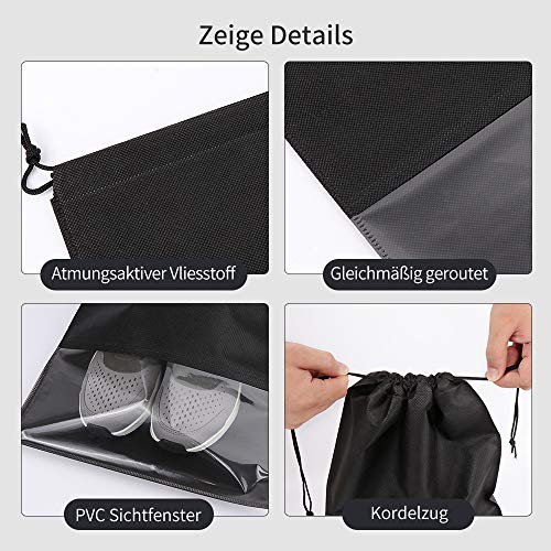 20 Pcs Bolsas de Zapatos de Viaje Bolso Multifunción a Prueba de Polvo Bolsa Impermeable Telas no Tejidas Zapatos para Hombres y Mujeres con Ventana Transparente y Cordón