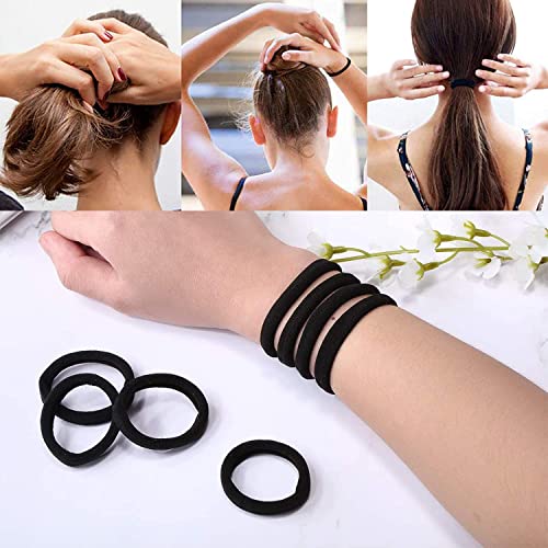 20 Piezas Goma de Pelo, Suaves Cintas Elásticas para el Pelo para Mujeres, Niñas, Bandas el Pelo Elásticas Fuertes Coletas para Cabello Grueso y Rizado,Negro