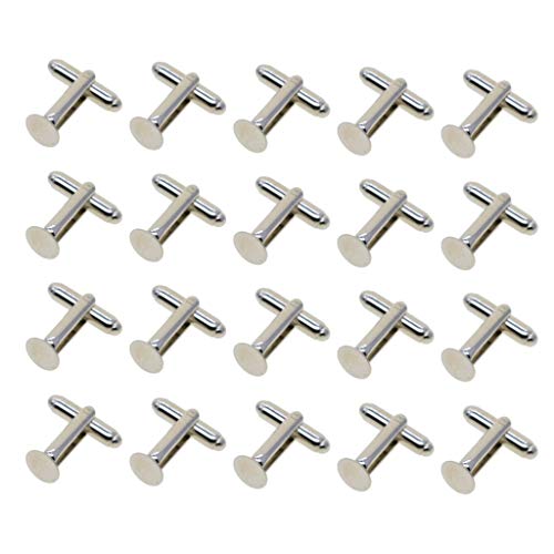 20 Unids 8 mm en Blanco Redondo Cabochon Cuff Link Configuración Bases DIY Formal Gemelos