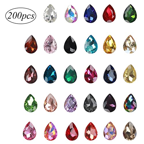 200 Piezas Gemas de Diamantes de imitación de Cristal Vidrio, Artesanías de pedrería de Colores, pedrería Gemas de Cristal, artesanías de Piedras Preciosas de Cristal pedrería Cristales de Cristal