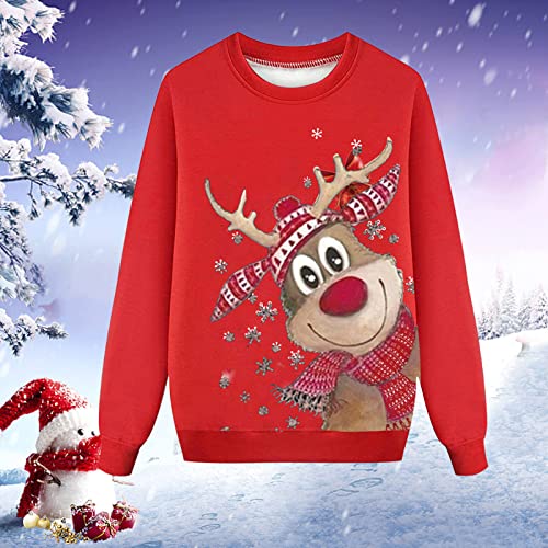 2023 Sudaderas Navideñas Familiares Suéter de Invierno Jersey de Manga Larga Pullover Mujer Hombre Niño Niña Chica Chico Christmas Jumper Blusas Cuello Redondo Tops Talla Grande L