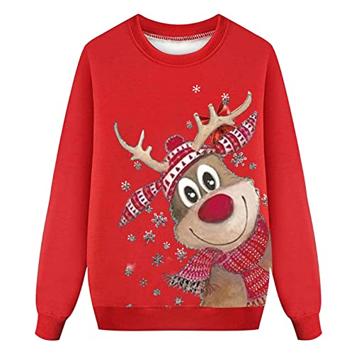 2023 Sudaderas Navideñas Familiares Suéter de Invierno Jersey de Manga Larga Pullover Mujer Hombre Niño Niña Chica Chico Christmas Jumper Blusas Cuello Redondo Tops Talla Grande L