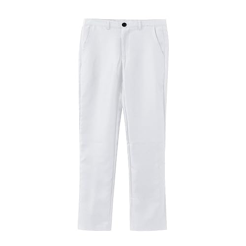 2023 Traje de 2 Piezas Hombre Suit Chaqueta Chaleco pantalón Traje de Fiesta de Navidad Boda Negocios Abrigo Moderna Chaqueta de un Solo Pecho Esmoquin Manga Larga (White, L)