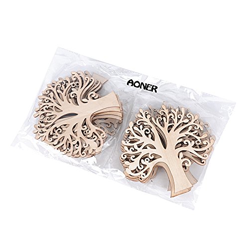 20pcs (12.4 * 12.4cm) Adorno Madera Arbol de la Vida Colgante Decorativo para Decoración Boda Fiesta Scrapbooking Regalo Bricolaje DIY Manualidades