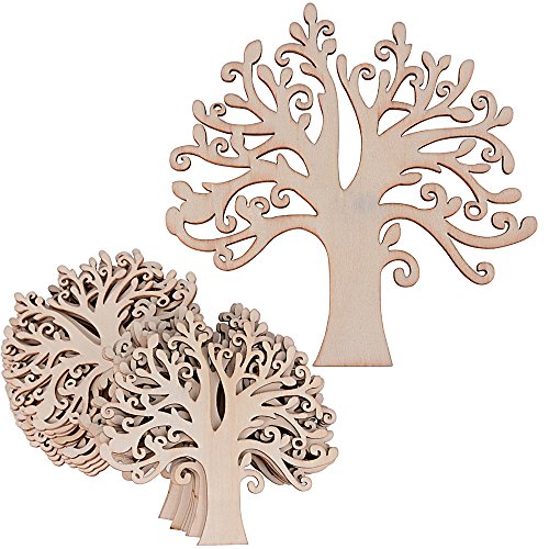 20pcs (12.4 * 12.4cm) Adorno Madera Arbol de la Vida Colgante Decorativo para Decoración Boda Fiesta Scrapbooking Regalo Bricolaje DIY Manualidades