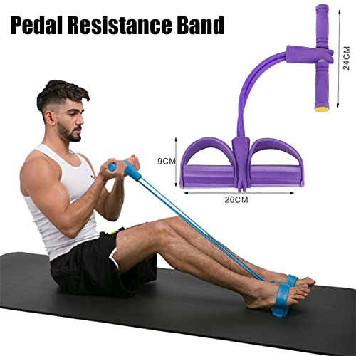 21 Fitness Resistance Bands-4 Tube Pedal Ankle Puller - Functional Resistance Training Band with Handles, Tension Rope For Exercise, For Abdomen, Waist, Arm, and Leg Stretching Training (Grey Green)