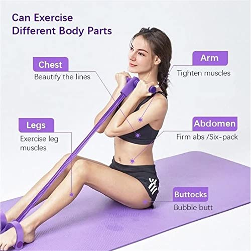 21 Fitness Resistance Bands-4 Tube Pedal Ankle Puller - Functional Resistance Training Band with Handles, Tension Rope For Exercise, For Abdomen, Waist, Arm, and Leg Stretching Training (Grey Green)