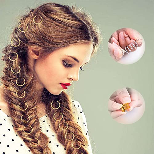 220 Piezas Anillos de Trenza de Pelo, Adornos para el Pelo, Accesorios Pelo Mujer, Joyas de Pelo Trenzado, Puños Metálicos para el Cabello, para Decorar el Cabello de Hombres y Mujeres