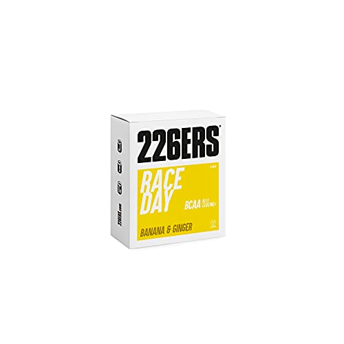 226ERS - Race Day-BCAA, Barrita Energética para Deportistas, Carbohidratos, para Entrenamientos y Competiciones, Barritas Veganas y sin Gluten, Sabor Plátano y Jengibre, Caja 6 Barras x 40 g