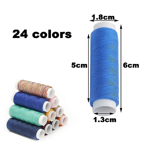 24 Rollos Hilos,Hilos de Coser,Hilos de Coser para Maquina,Bobinas de Hilo,Hilos Maquina Coser,Set Hilos de Coser,de Poliéster,para Coser a Mano y a Máquina,Coser a Diario,Bordar