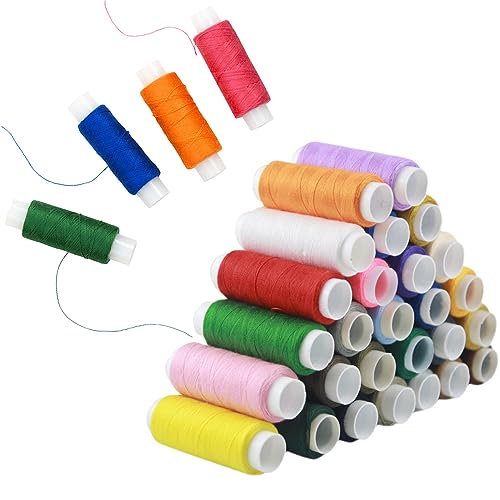 24 Rollos Hilos,Hilos de Coser,Hilos de Coser para Maquina,Bobinas de Hilo,Hilos Maquina Coser,Set Hilos de Coser,de Poliéster,para Coser a Mano y a Máquina,Coser a Diario,Bordar