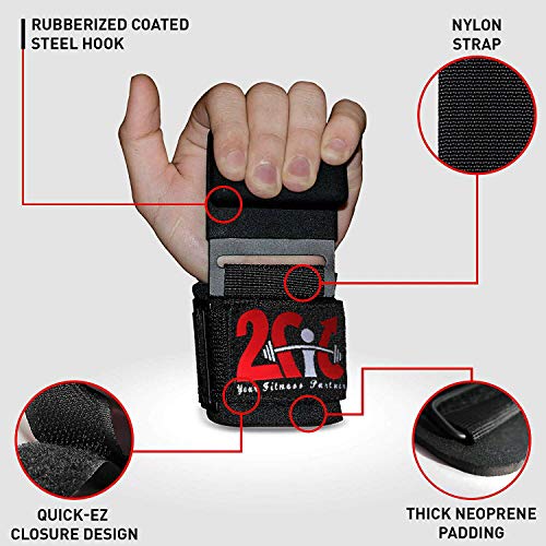 2Fit Your Fitness Partner Correas de elevación profesionales y correas de ganchos resistentes para un máximo agarre – Guantes de peso muerto y almohadillas de agarre alternativa en fitness gimnasio entrenamiento de potencia