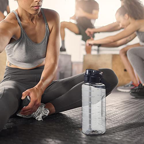 2L Agua Deportiva, 2 litros Botella Agua Motivacional Gimnasio con Pajita y Marcador Tiempo, GranJarra Agua Deportiva, para fitness, gimnasio, yoga, senderismo