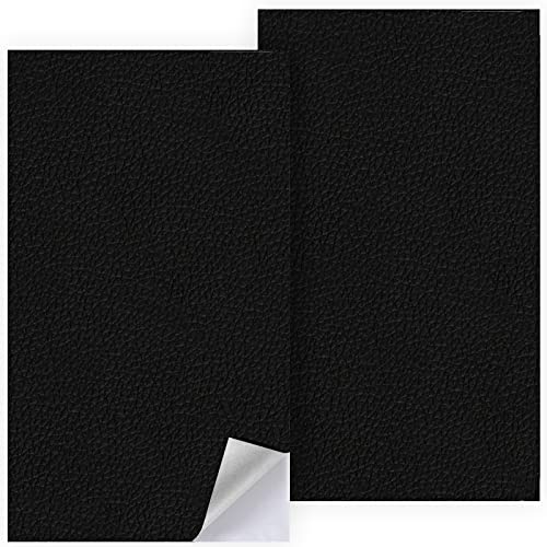 2pcs Cuero adhesivo,Parches asiento moto,Parche cuero adhesivo,Cuero para tapizar,Cuero autoadhesivo,Polipiel adhesiva para tapizar,para Sofás,Asientos de coche,Muebles(Negro,10×20cm)