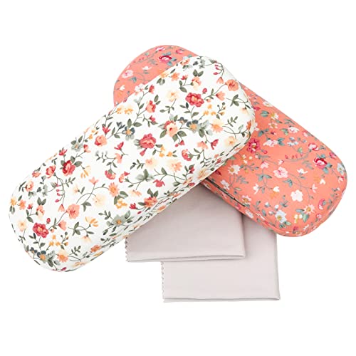 2Pcs Floral fundas de gafas, Rosa blanco funda gafas rigida, funda gafas de sol, estuche de gafas de sol antiarañazos para Mujeres Grils