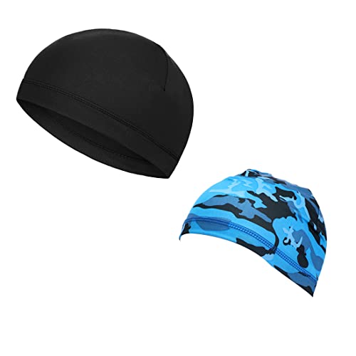 2Pcs Gorros Ciclismo Bajo Casco Skull Cap Hombre Sotocasco Bici Verano Gorro Bicicleta Cabeza Bajo Casco Transpirable Pañuelo Cabeza Ciclismo Gorros para Motociclismo Ciclismo