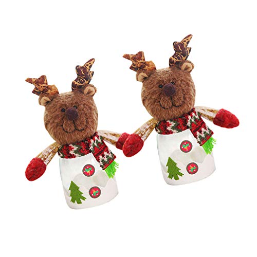 2pcs Tarro de caramelo de Navidad Renos Contenedor de almacenamiento de dulces de Navidad Tarro de caramelo de vacaciones Soporte de botella de regalo Mesa de Navidad Decoración de fiesta de Navidad