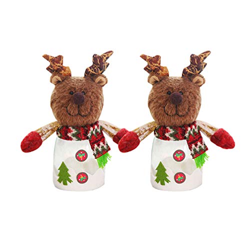 2pcs Tarro de caramelo de Navidad Renos Contenedor de almacenamiento de dulces de Navidad Tarro de caramelo de vacaciones Soporte de botella de regalo Mesa de Navidad Decoración de fiesta de Navidad