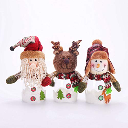 2pcs Tarro de caramelo de Navidad Renos Contenedor de almacenamiento de dulces de Navidad Tarro de caramelo de vacaciones Soporte de botella de regalo Mesa de Navidad Decoración de fiesta de Navidad