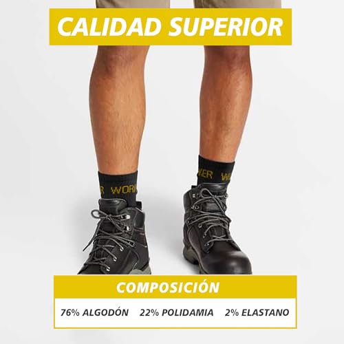 3 | 5 Pares Calcetines Trabajo Hombre, Reforzado, Antideslizante para Largas Jornadas de Trabajo | Medias Hombre Trabajo, Algodon Transpirables, Ideal Ropa de Trabajo para Hombre. Unisex 43-46 Pack-3.