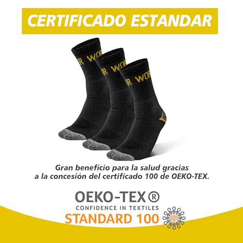 3 | 5 Pares Calcetines Trabajo Hombre, Reforzado, Antideslizante para Largas Jornadas de Trabajo | Medias Hombre Trabajo, Algodon Transpirables, Ideal Ropa de Trabajo para Hombre. Unisex 43-46 Pack-3.