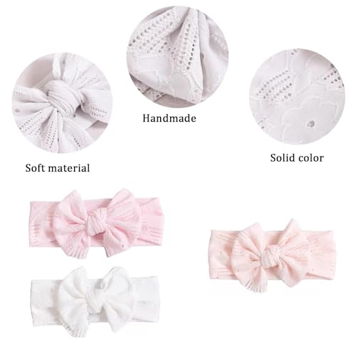 3 diademas para bebés y niñas, cinta para el pelo de bebé, cinta para el pelo para recién nacidos, niños pequeños, regalo para niñas, accesorios de fotografía (rosa, rosa claro, blanco)